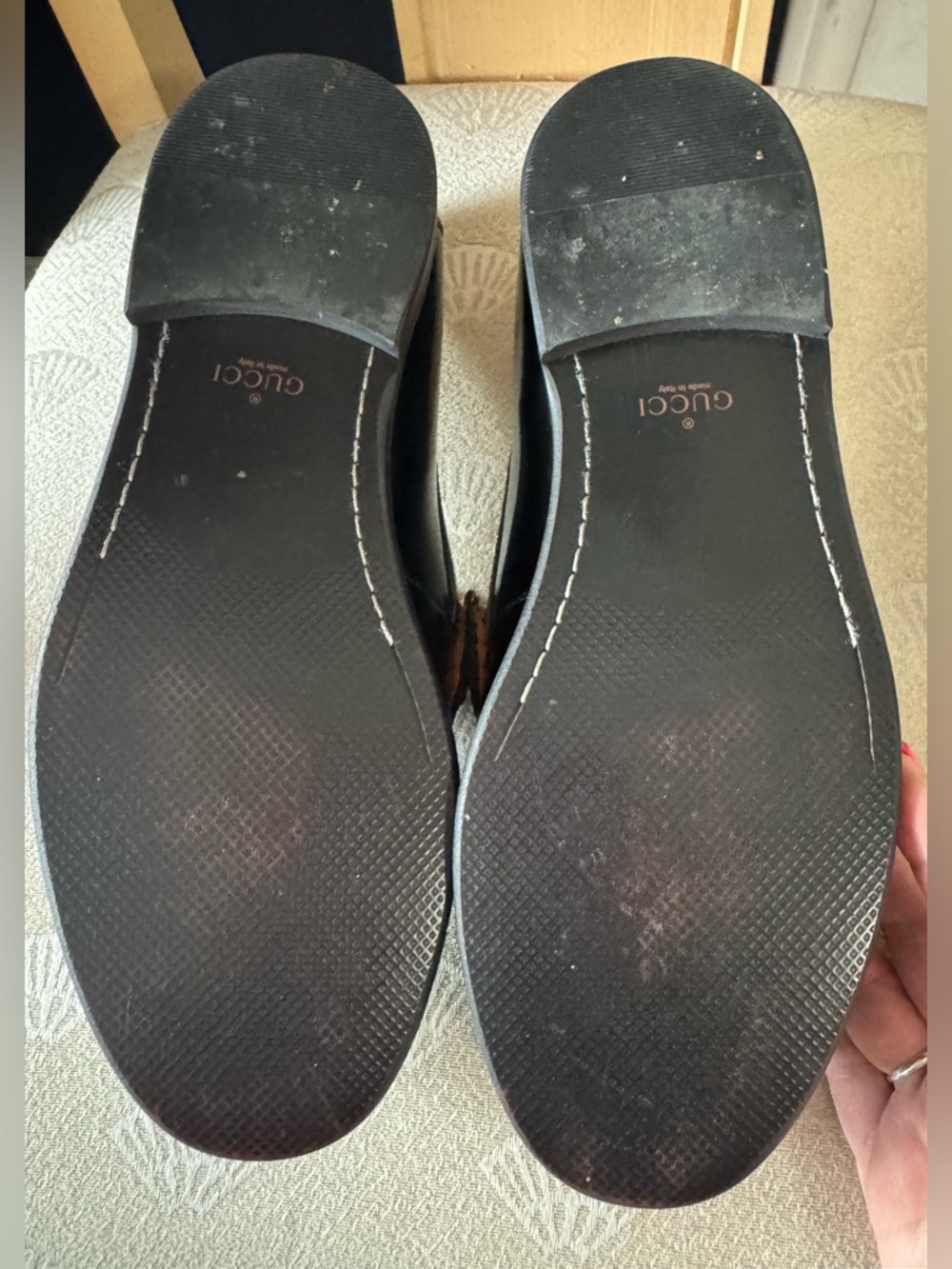 Authentic Gucci Black Embossed GG Leather Horsebit Loafers - Picture 4 of 11